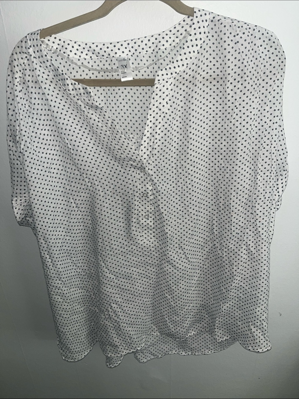 White Polka Dot V-Neck Blouse